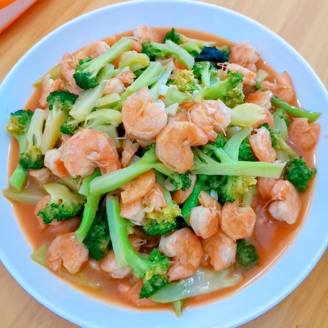 减肥去脂的西兰花炒虾仁