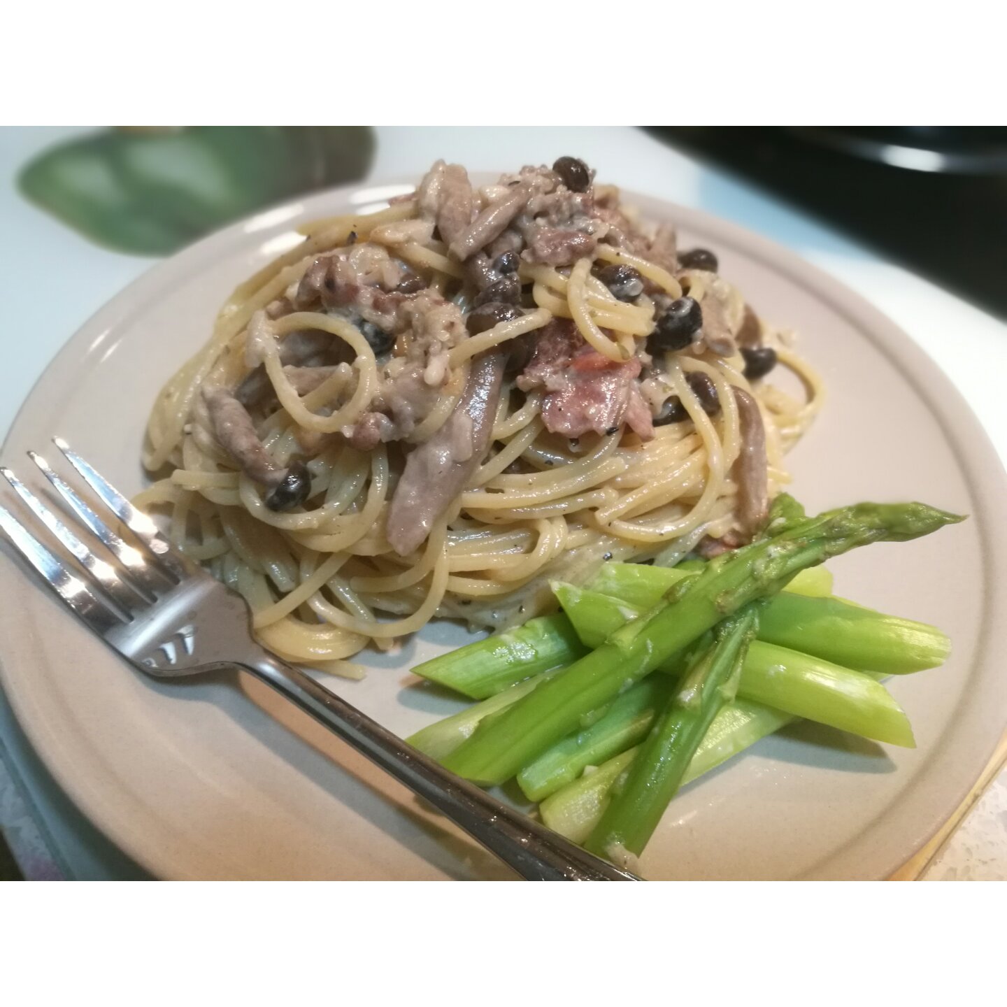 奶油蘑菇培根意大利面