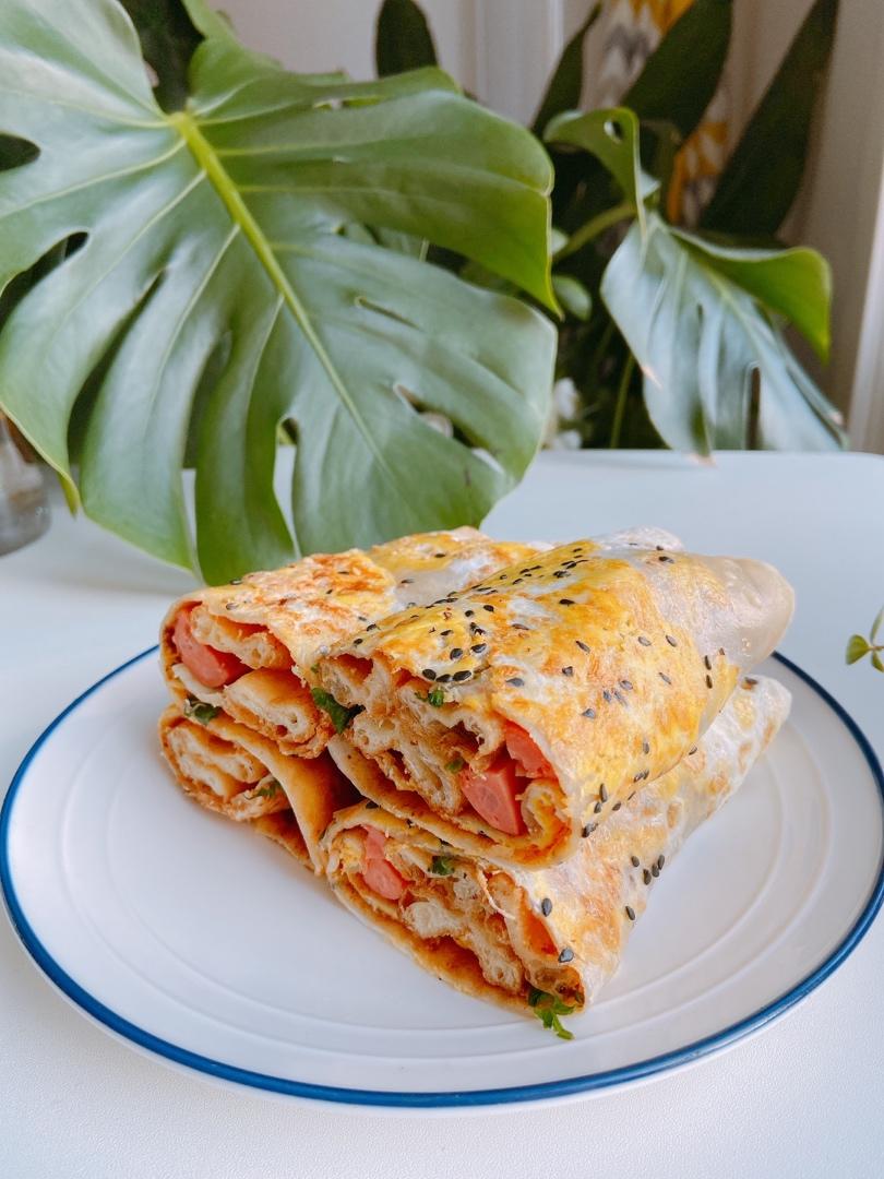 家庭版煎饼果子---快手健康早餐，利用家里现有材料