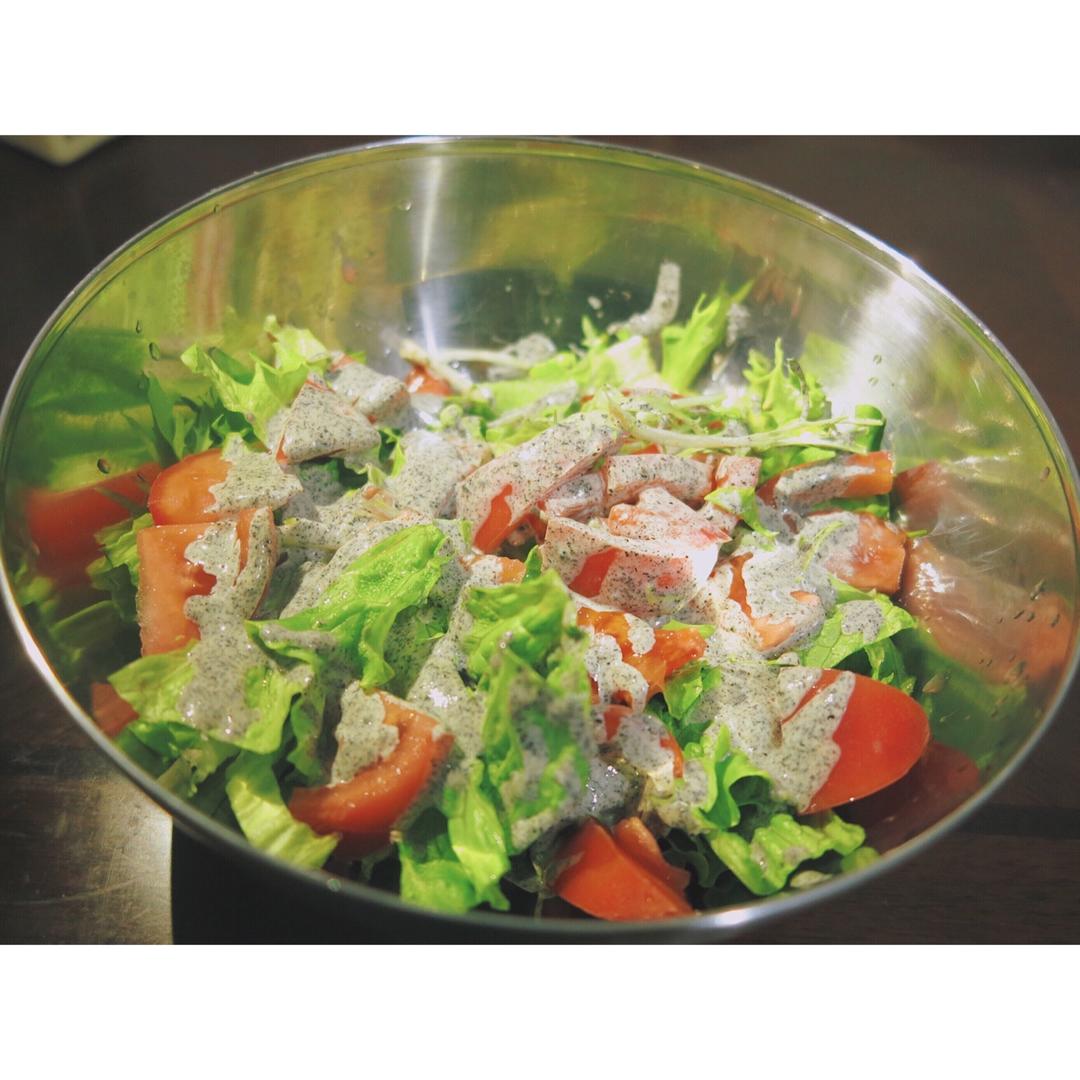 豆腐黑芝麻酱沙拉