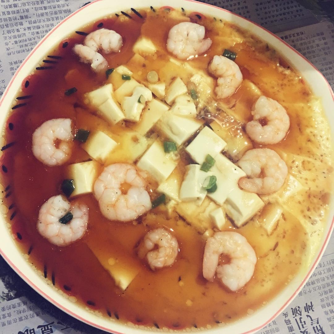 虾仁豆腐蒸水蛋