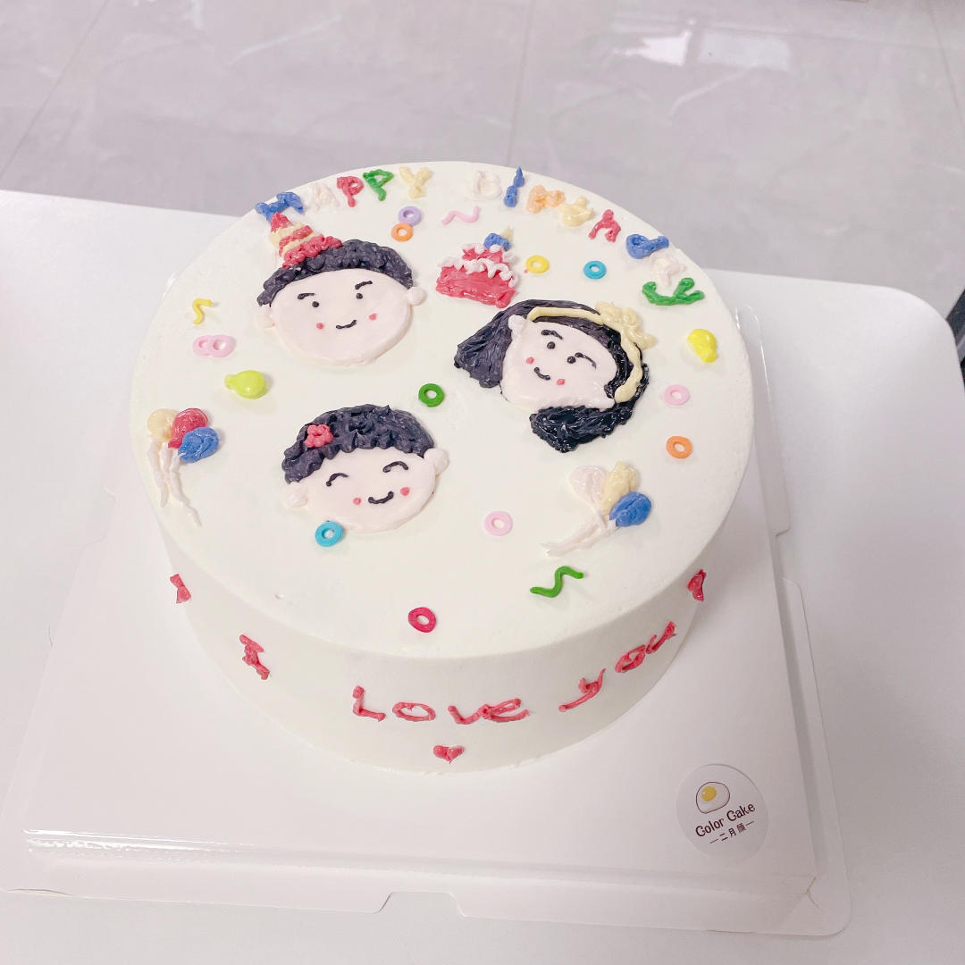 韩式简约奶油霜手绘蛋糕