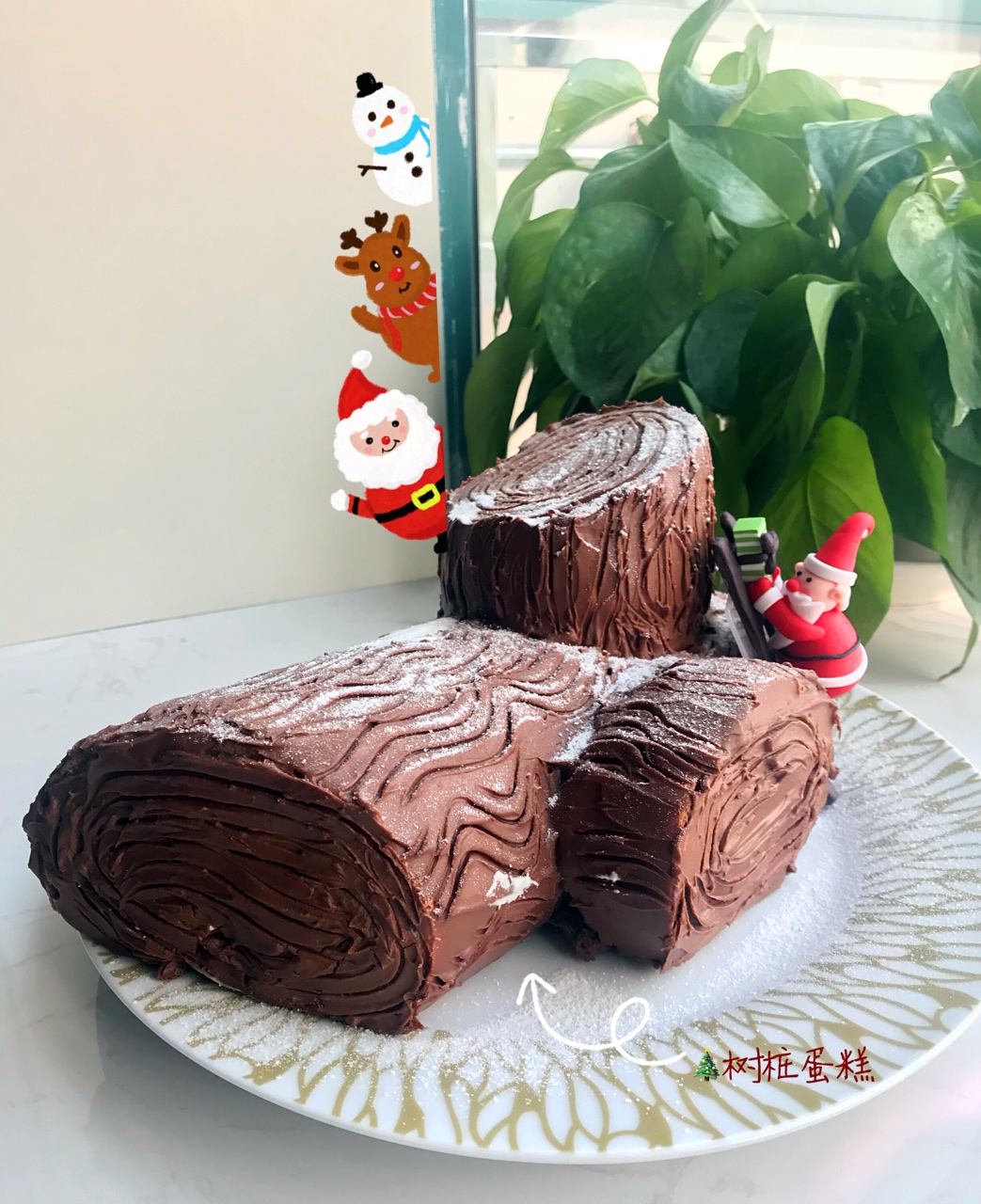 超好吃的圣诞节树干蛋糕叫树桩蛋糕也可哈