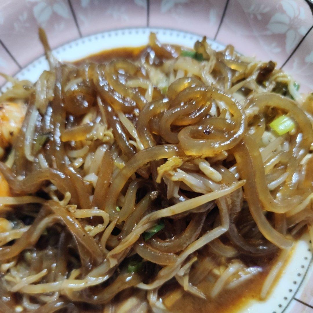 开胃下饭素菜！黄豆芽炒粉丝