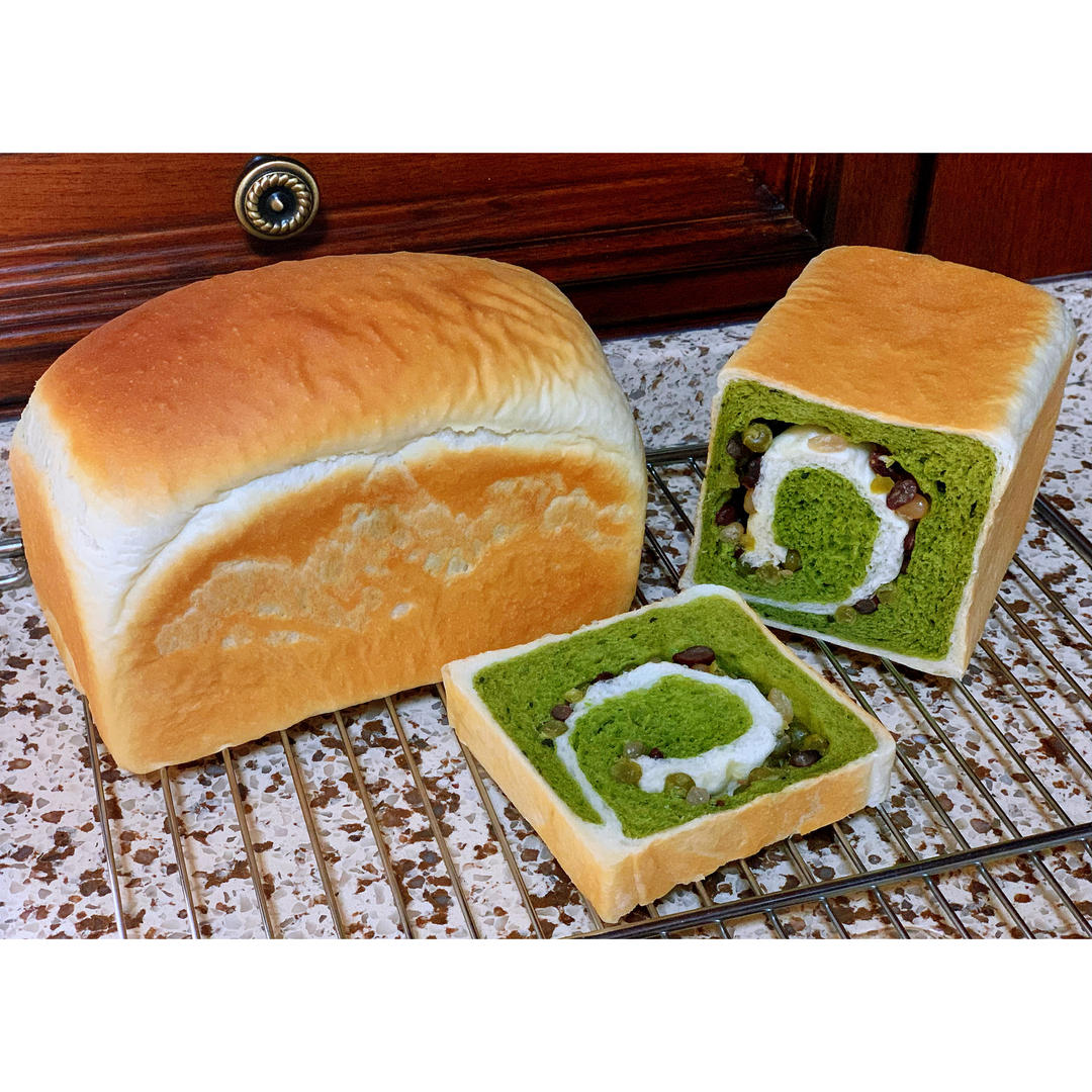 双色吐司 抹茶蜜豆老面吐司🍞