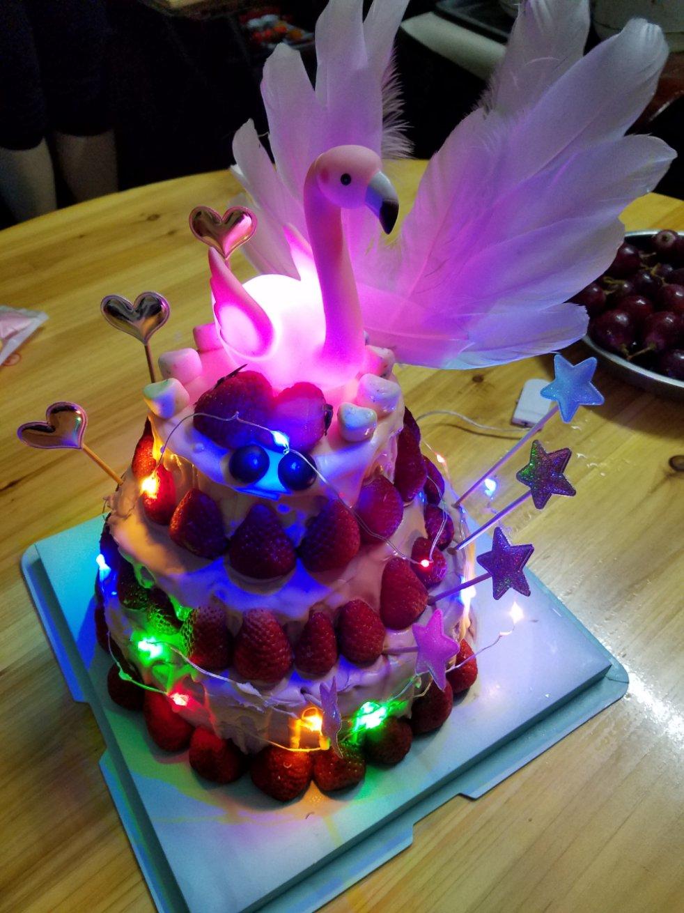 双层戚风水果蛋糕打桩