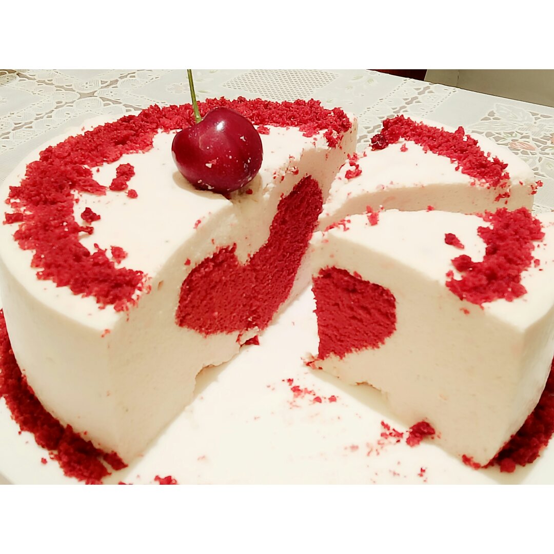 彩虹3D立体爱心蛋糕