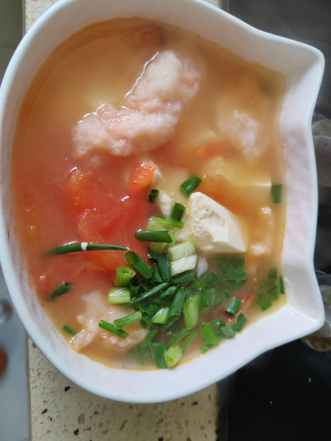 番茄虾滑豆腐汤