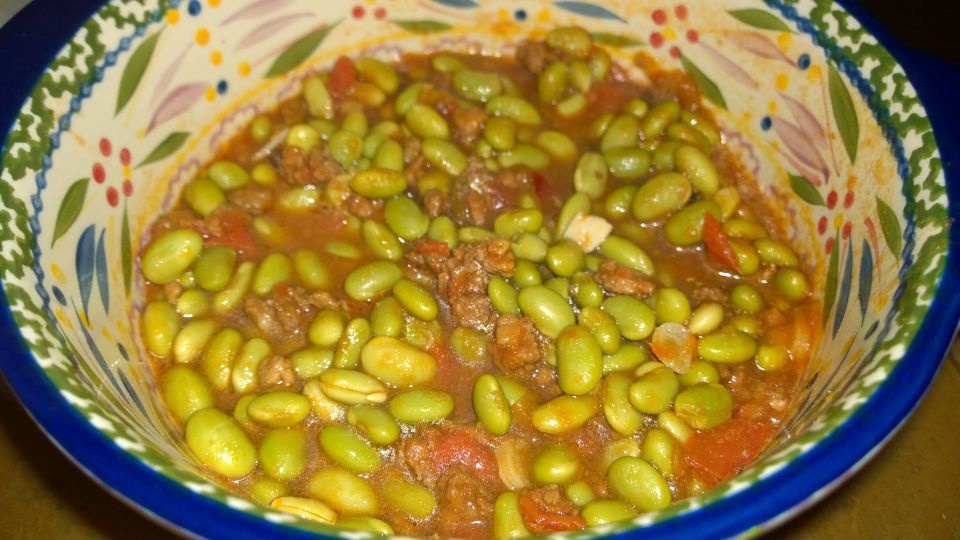 肉末番茄烧毛豆