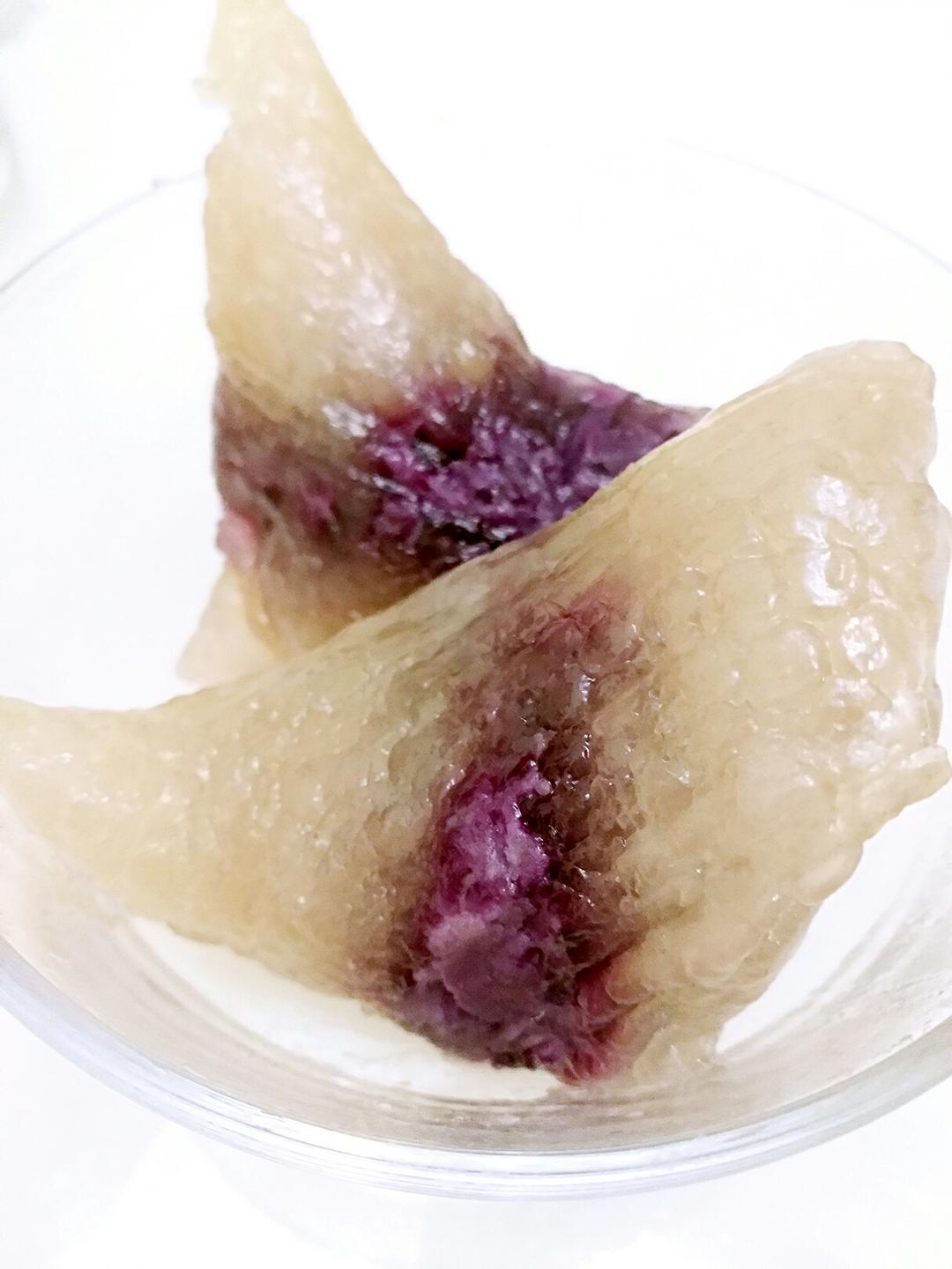 一条集美味、颜值于一身的紫薯水晶粽～