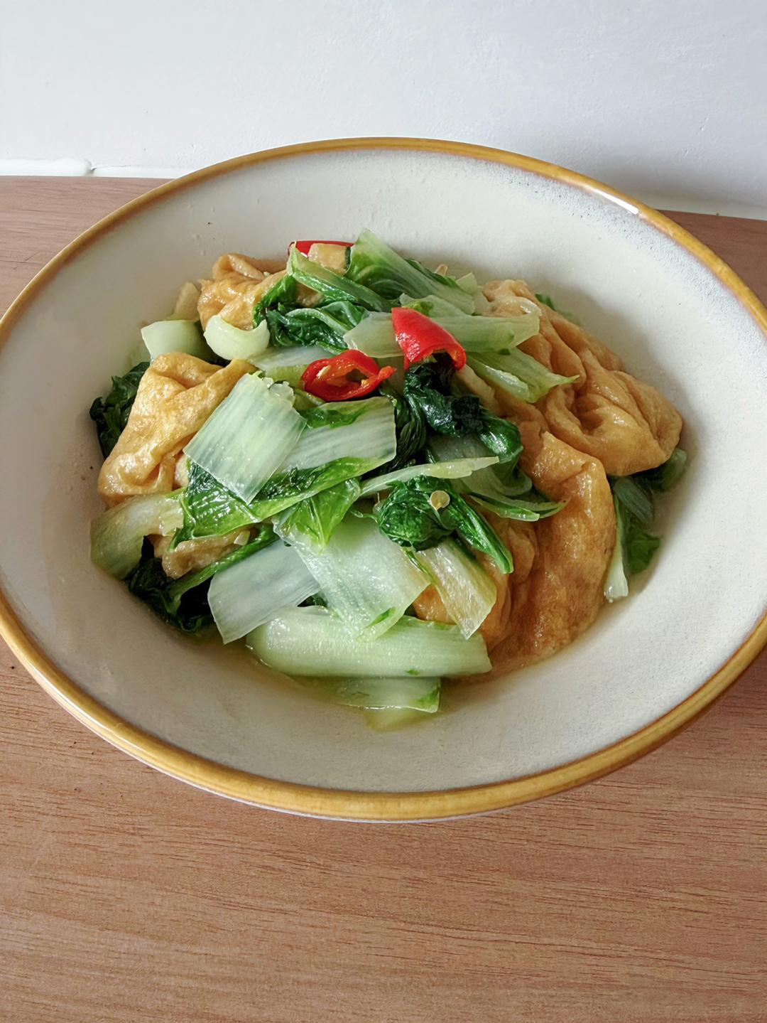 油面筋烧杭白菜
