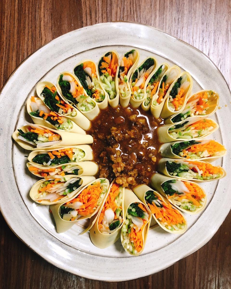 肉酱干豆腐卷(心花怒放)