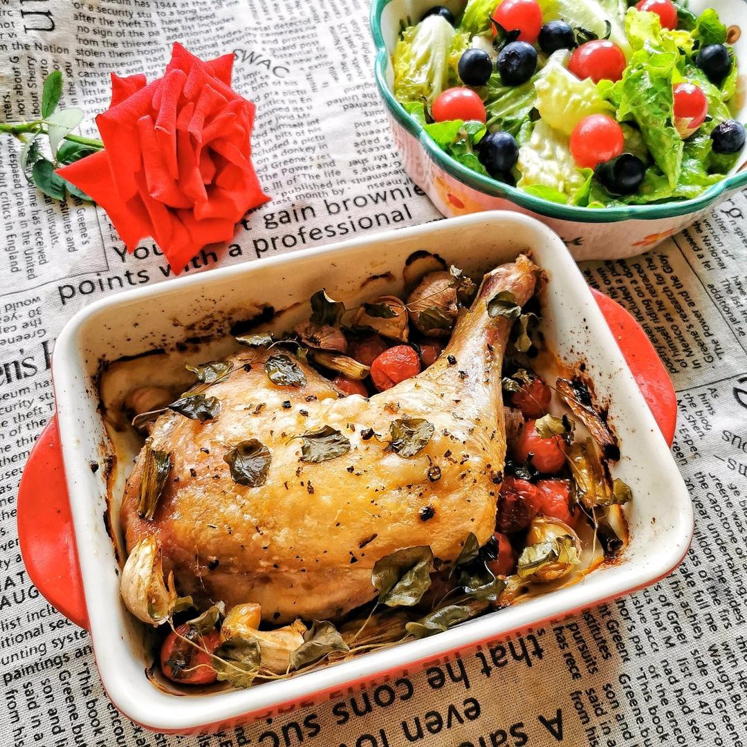 香蒜蕃茄烤鸡腿