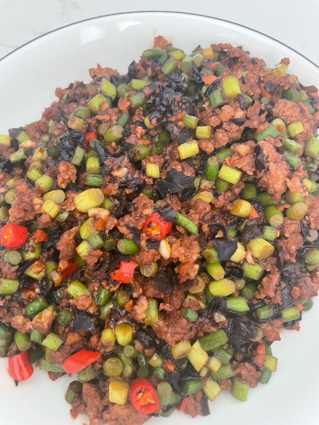 蒜苔炒肉末，三碗米饭都不够吃