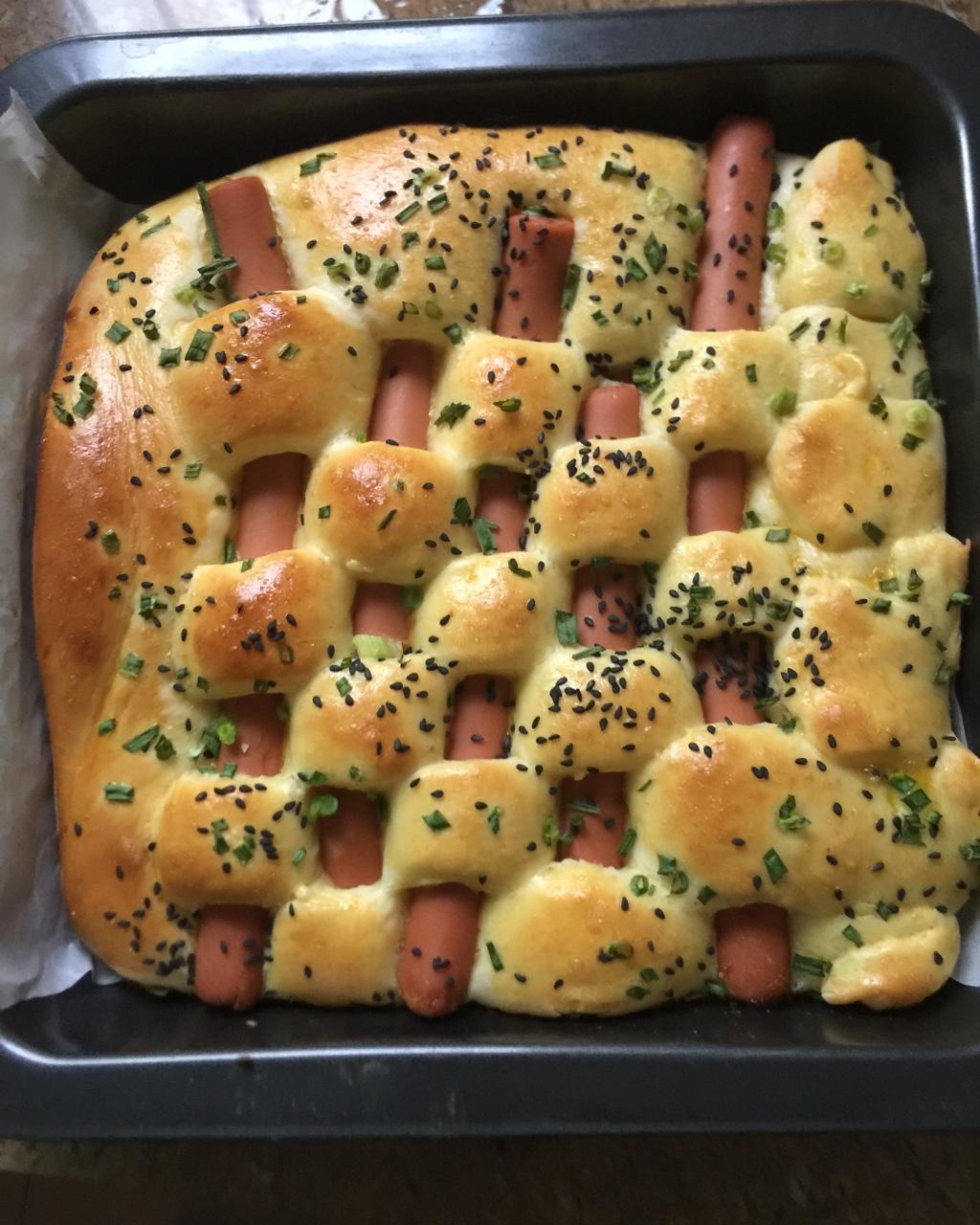 葱香火腿排包（一次发酵）