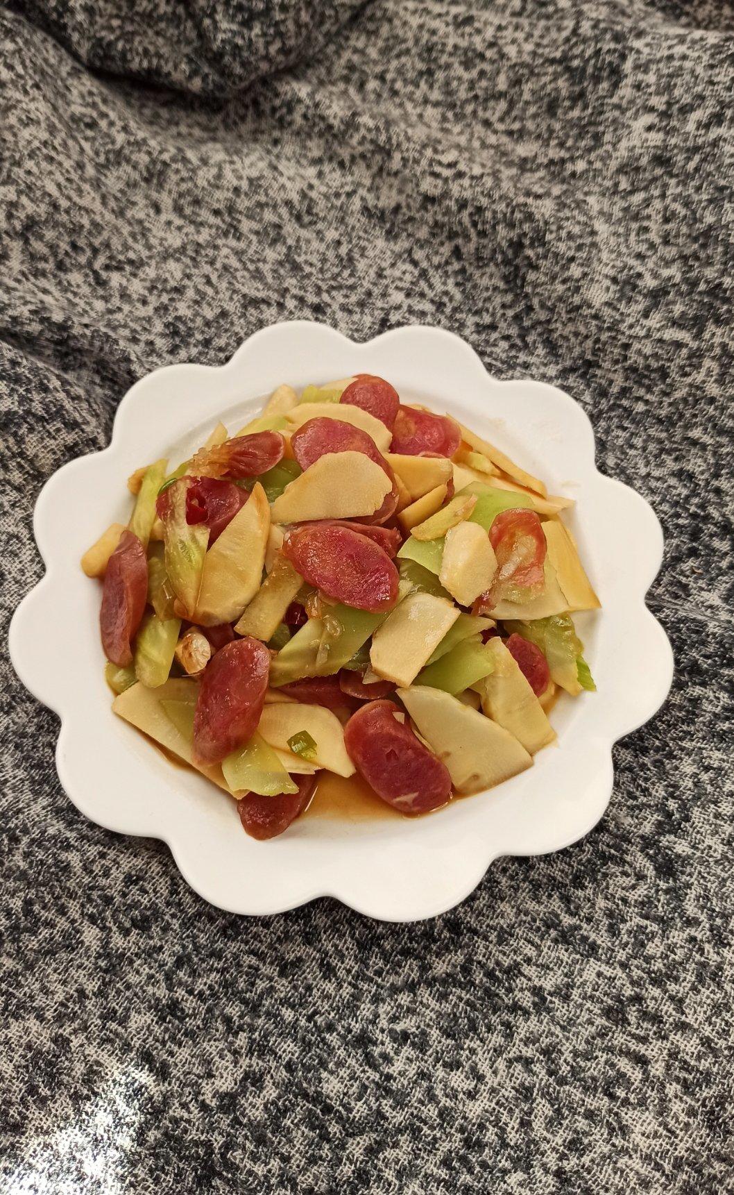 ㊙️腊味‼️冬笋莴苣炒腊肠‼️美味家常