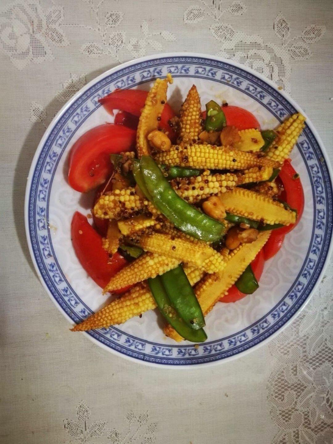 荷兰豆炒玉米笋