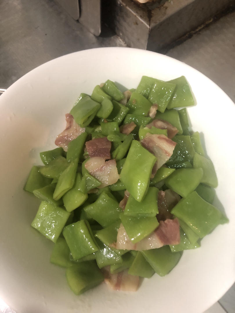 四季豆炒培根