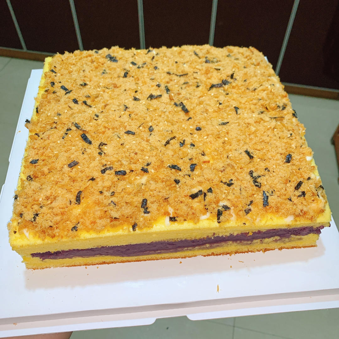 芋泥肉松贝贝蛋糕｜快手0失败|常温蛋糕｜无需奶油