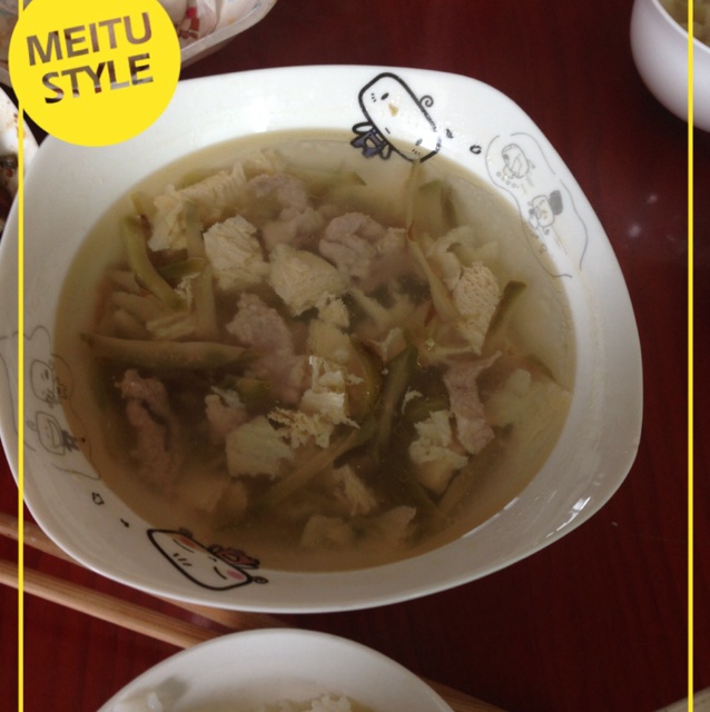 青菜榨菜肉丝汤