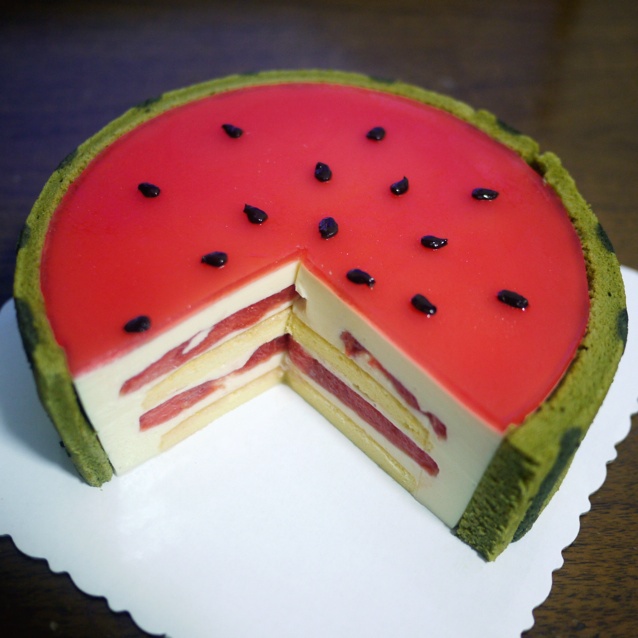 蛋糕 夏日冰凉西瓜慕斯 黑小夜 im ran做的夏日冰凉西瓜慕斯
