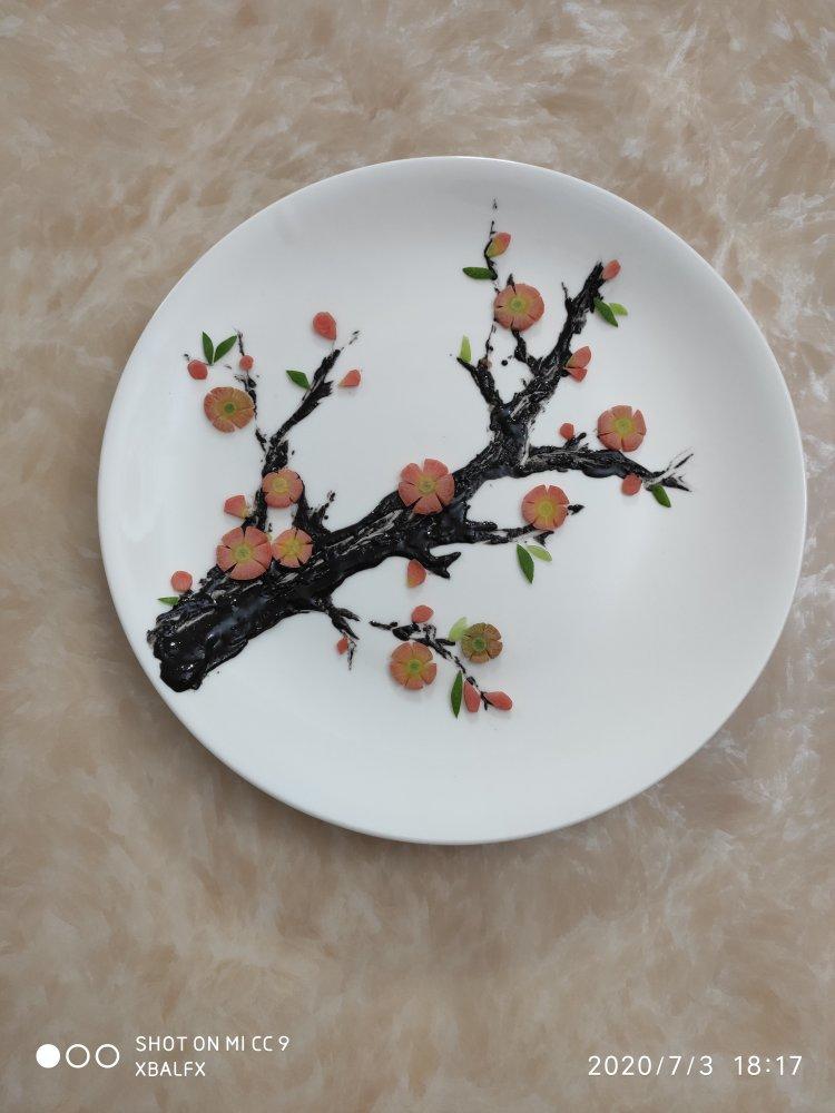 我的蔬果盘画（梅，兰，竹，菊四君子）