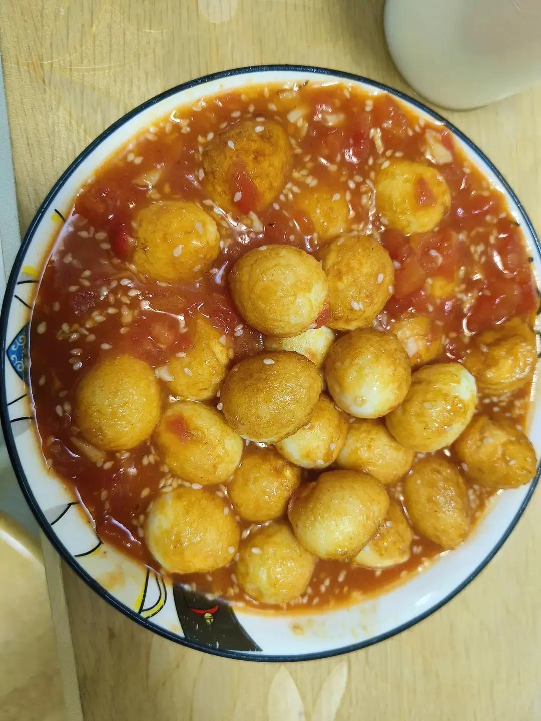 茄汁虎皮鹌鹑蛋