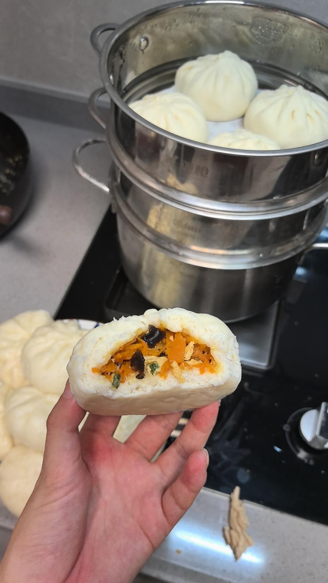 ♨️包子好吃的密码💯给肉都不换的胡萝卜木耳鸡蛋素馅包子