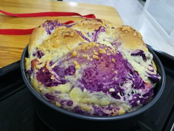 入门级不用揉出膜的手撕紫薯面包无黄油版