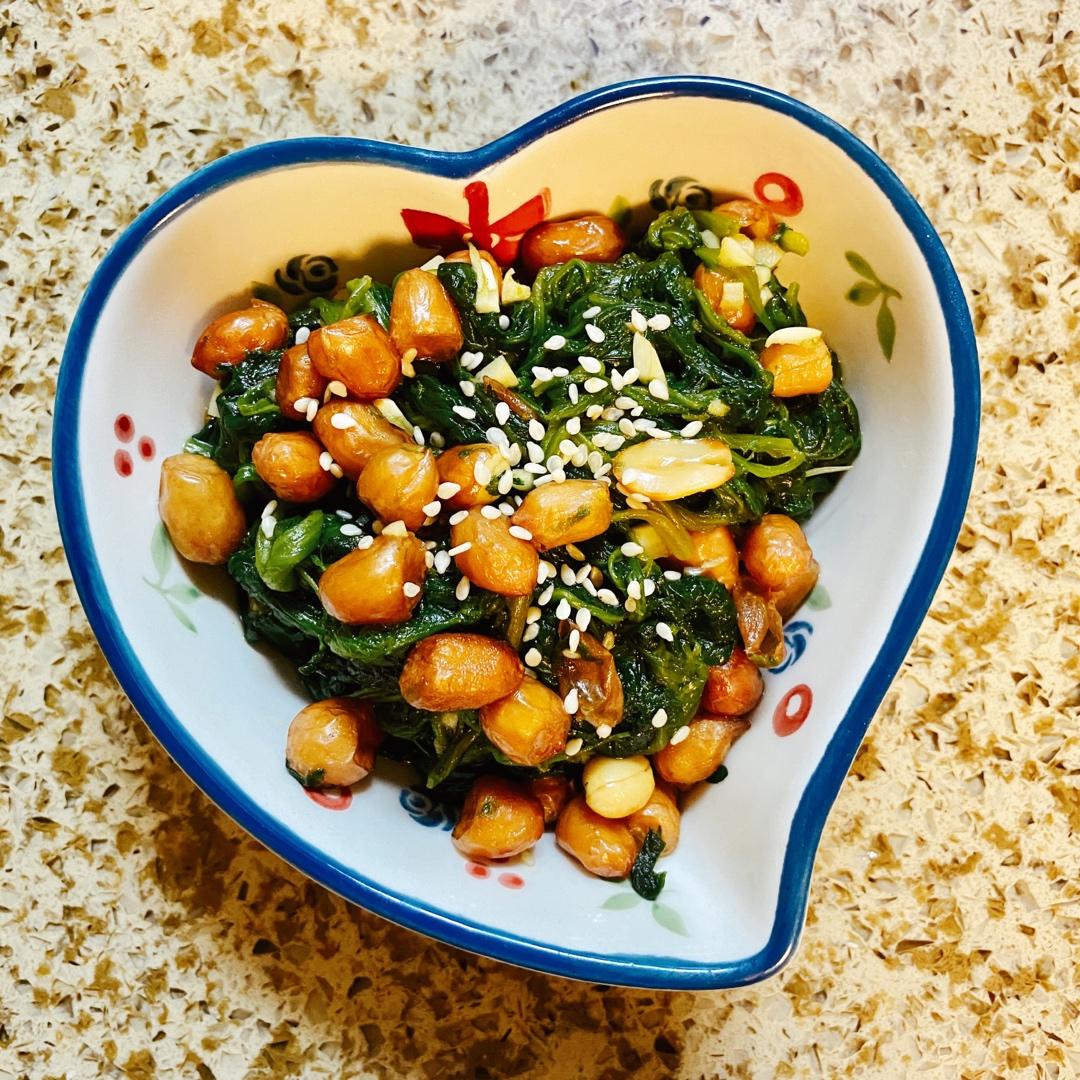 凉拌花生米菠菜