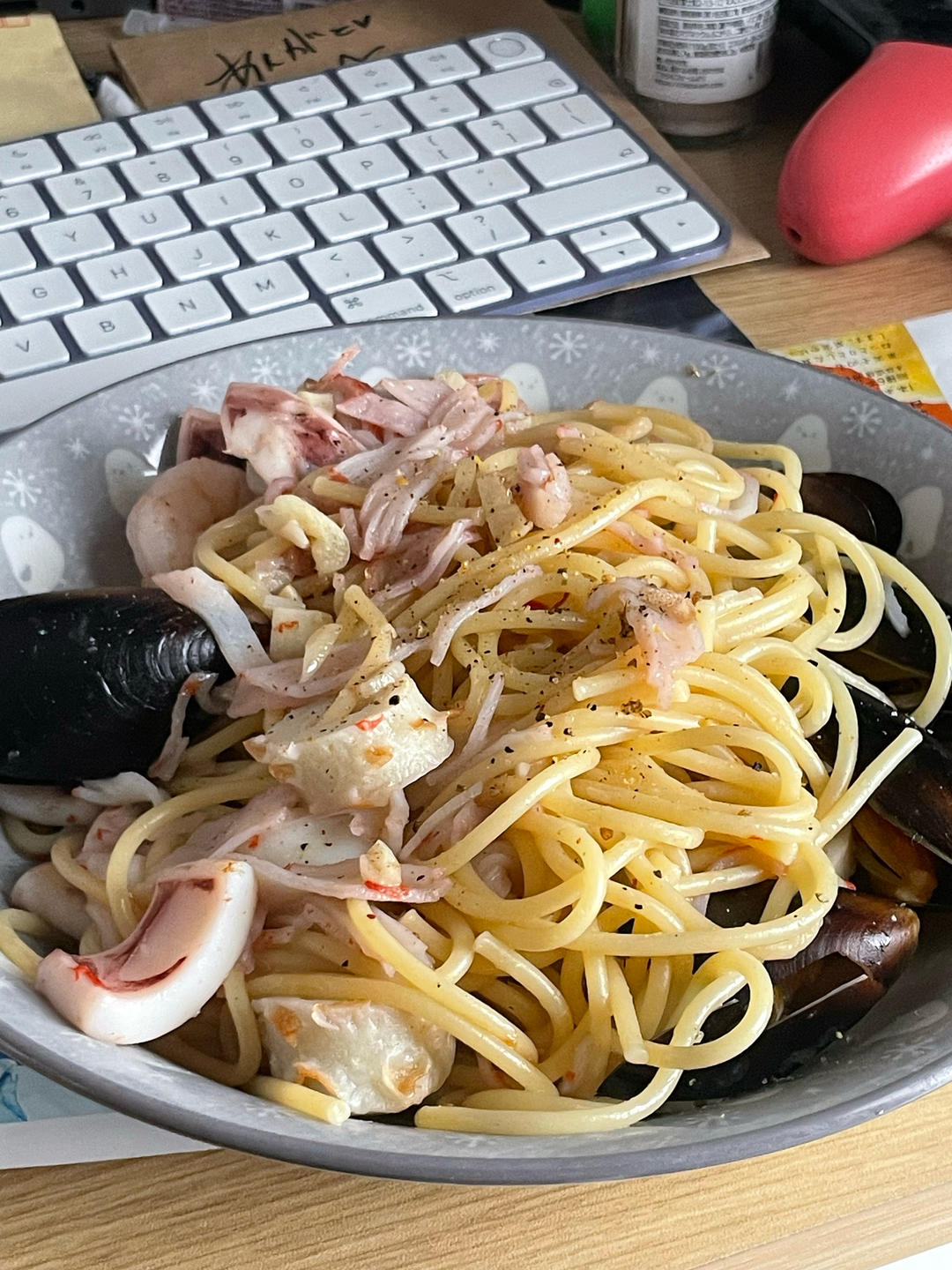 蒜香海鲜意大利面