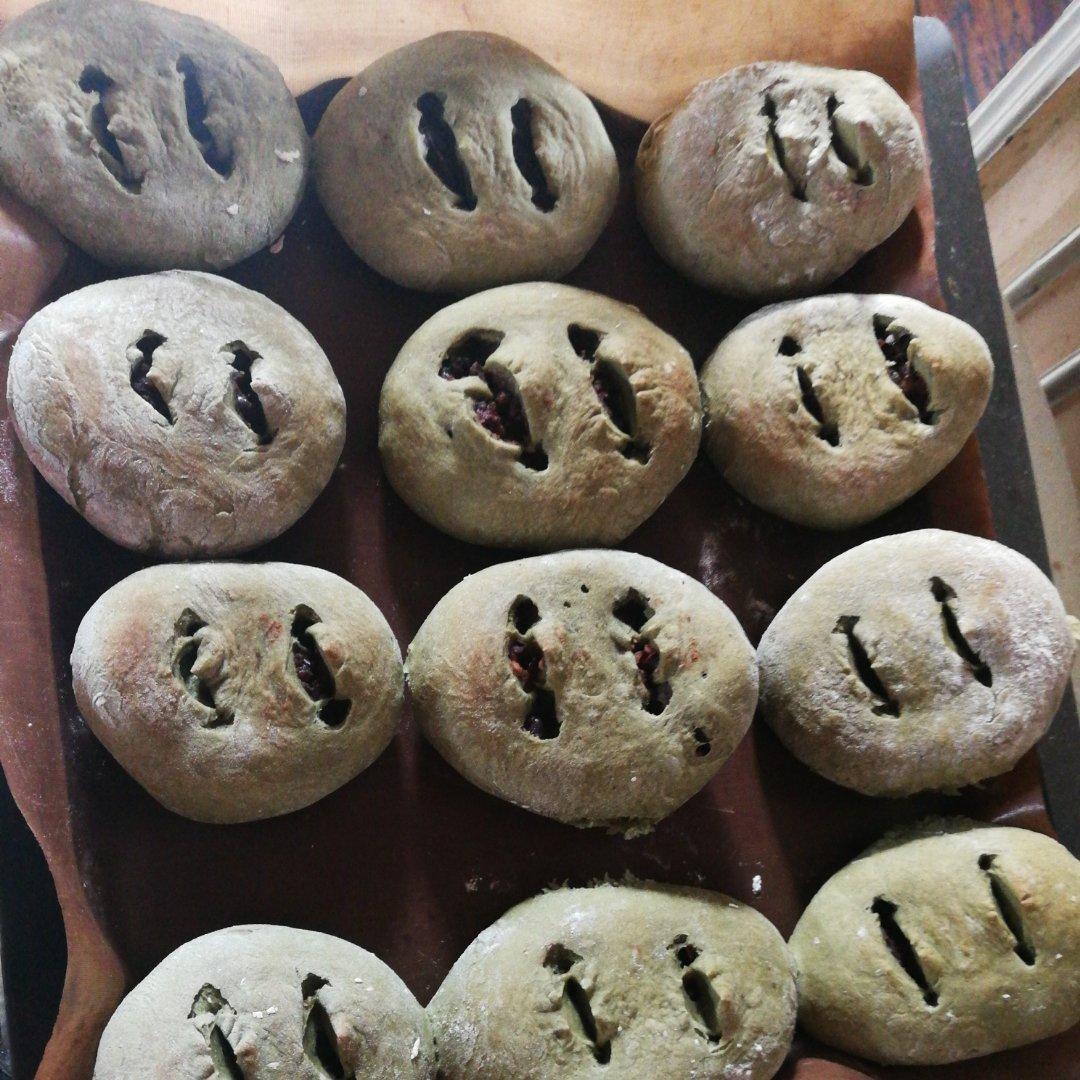 抹茶豆沙小面包（无油脂）