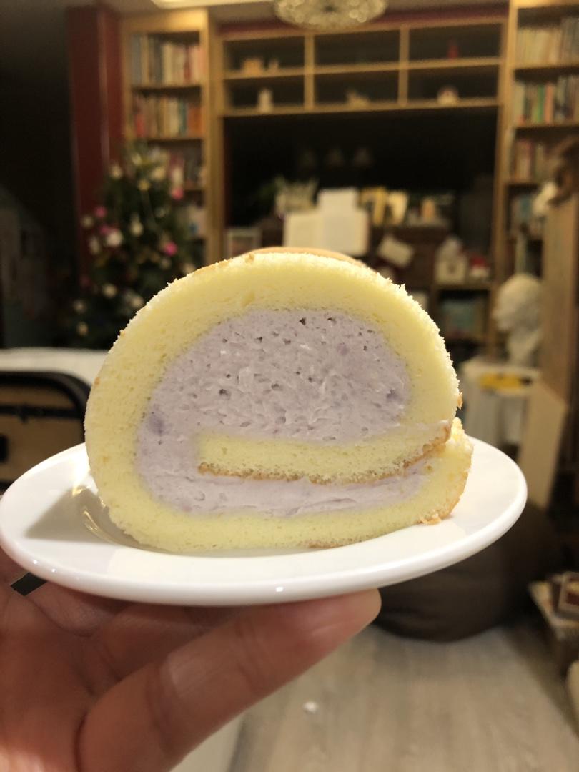 几分甜香芋奶冻卷/卷不裂配方+新鲜香芋奶油+入口即化奶冻/烘焙视频蛋糕篇7「薄卷」