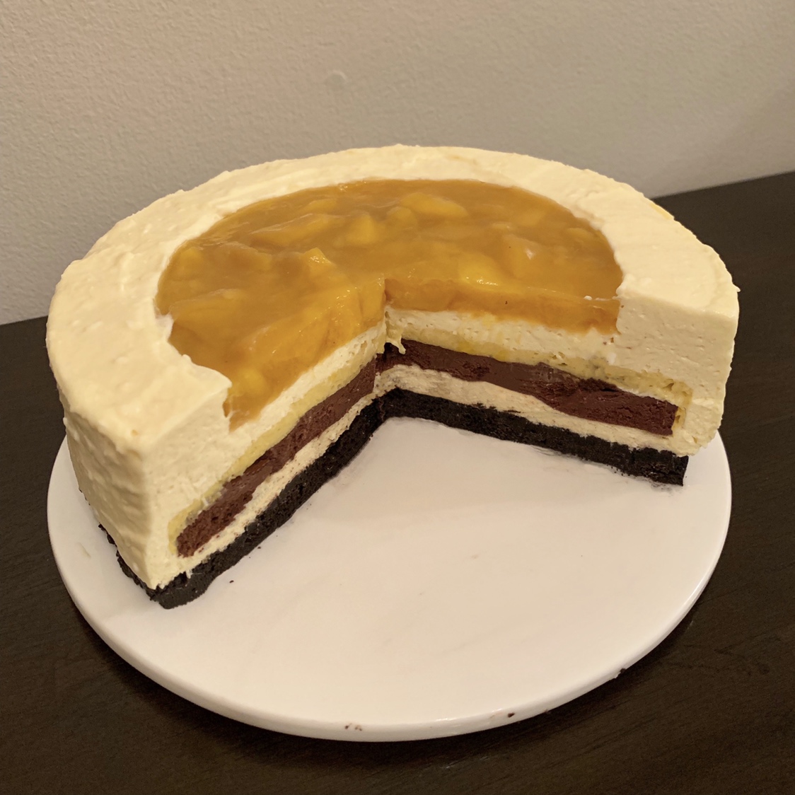 芒果巧克力奶酪慕斯蛋糕（免烤）
