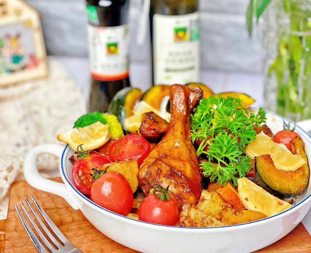 低脂饱腹‼️烤蜂蜜鸡腿佐粗粮的做法