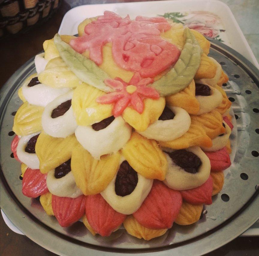 柒星妹做的花馍馍②——金儿枣花馍