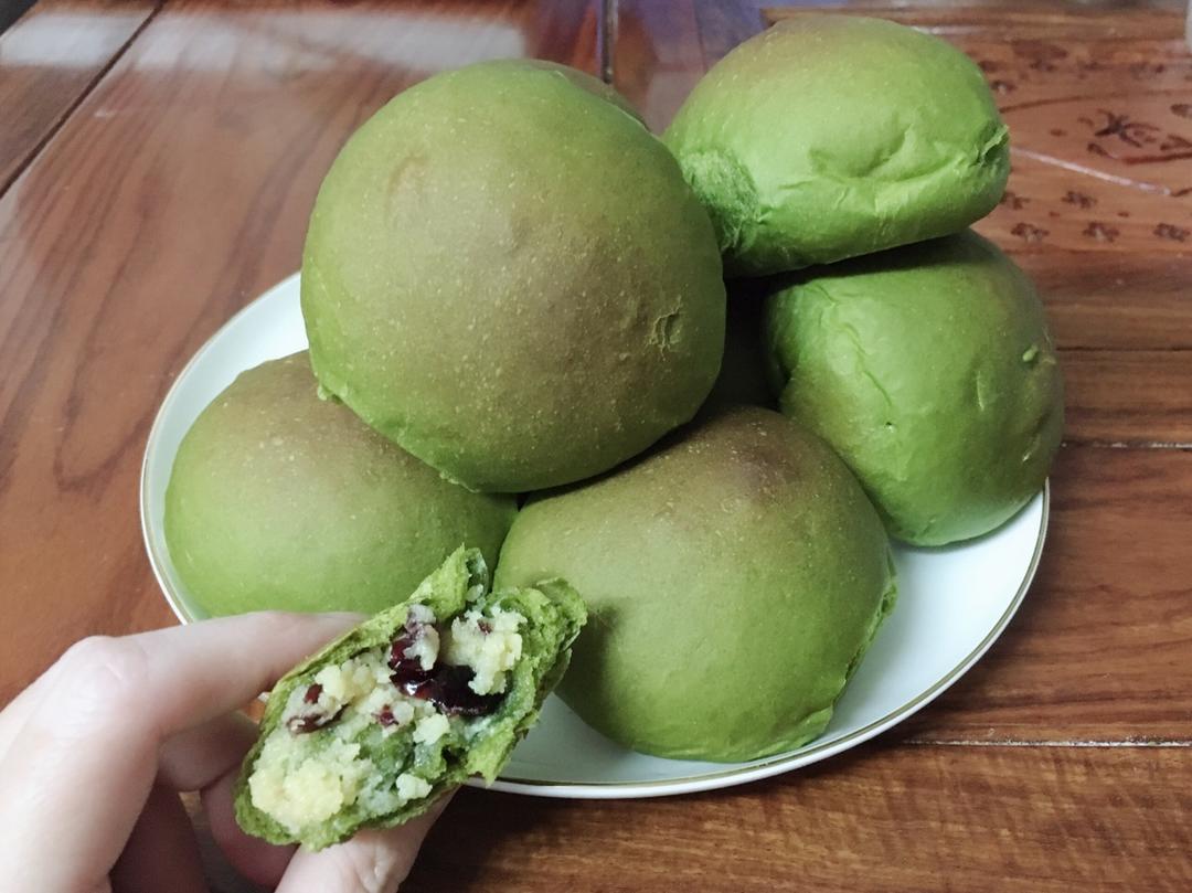 抹茶红豆软面包