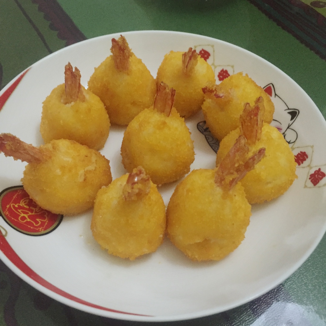 土豆泥鲜虾球