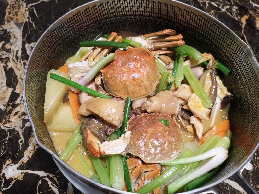 咖喱椰香鸡蟹煲的做法 步骤10