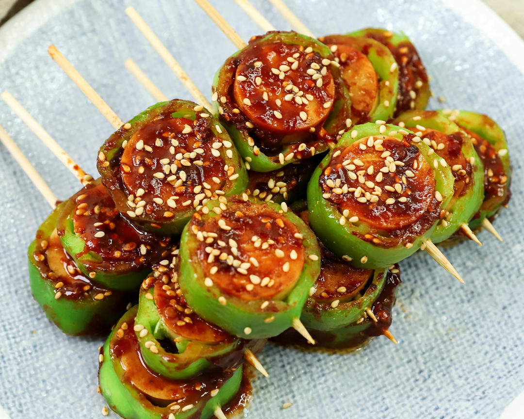 青椒火腿串串的做法