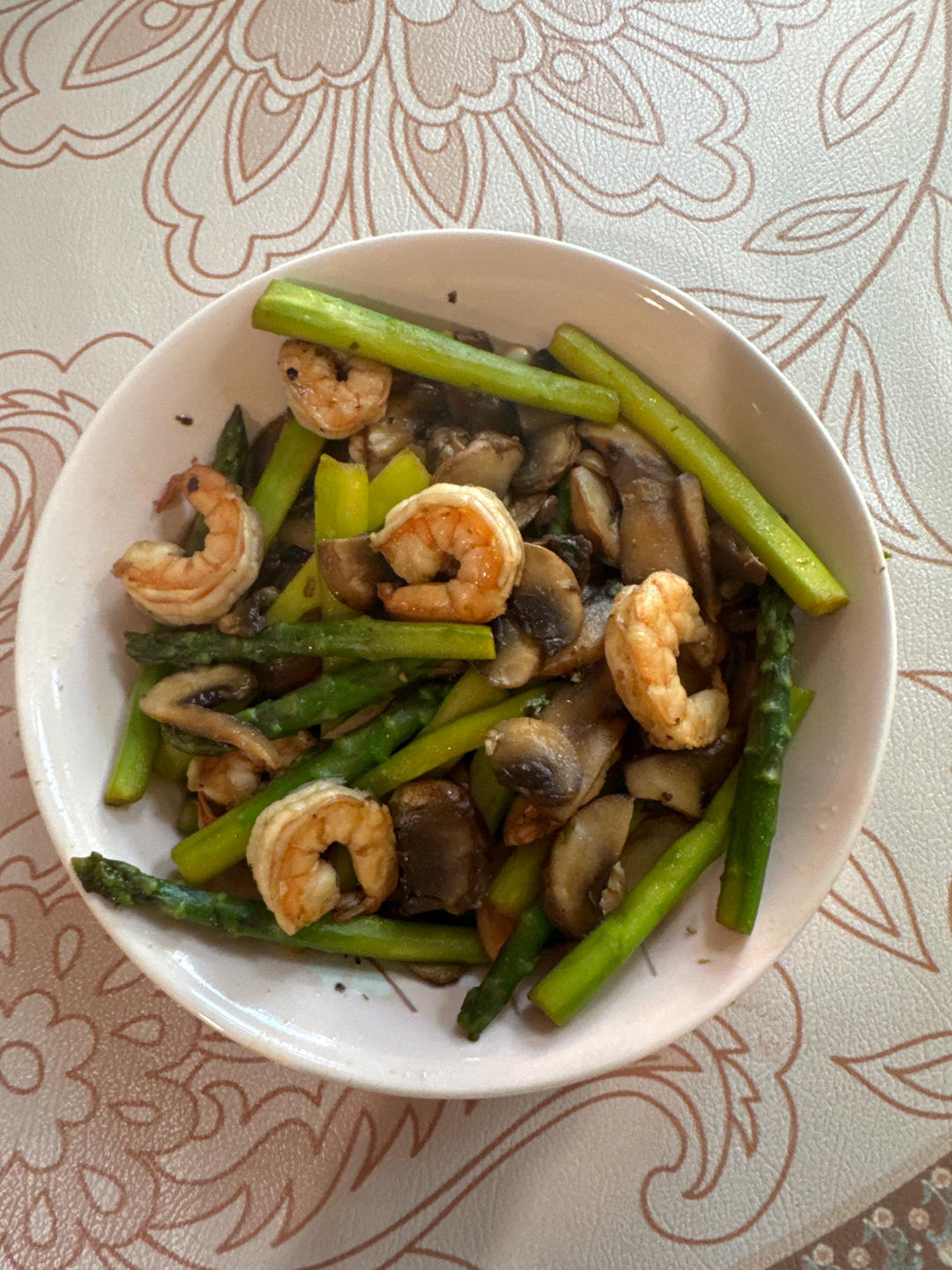 低卡鲜美❗️芦笋口蘑炒虾仁，一盘不够吃～