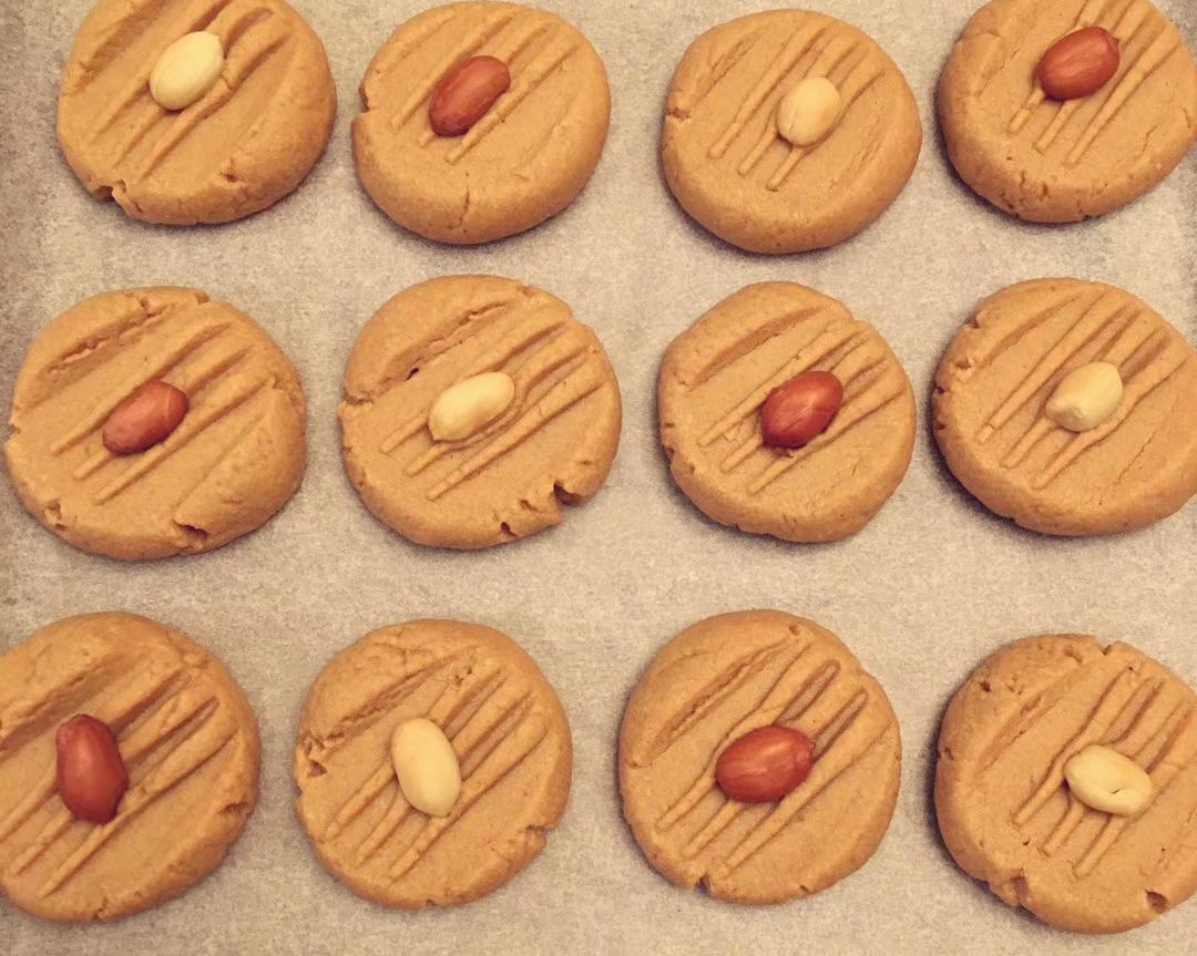 简单快手无油低粉的花生酱小饼干