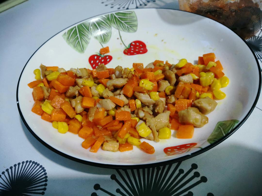 鸡胸肉炒三色蔬
