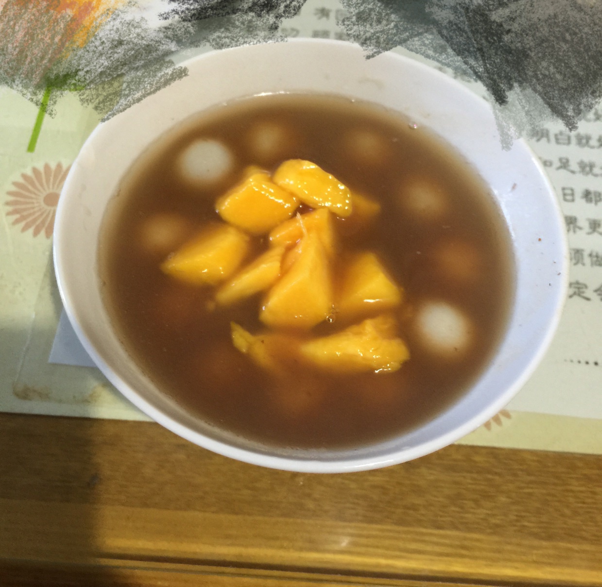 芒果圆子红豆沙