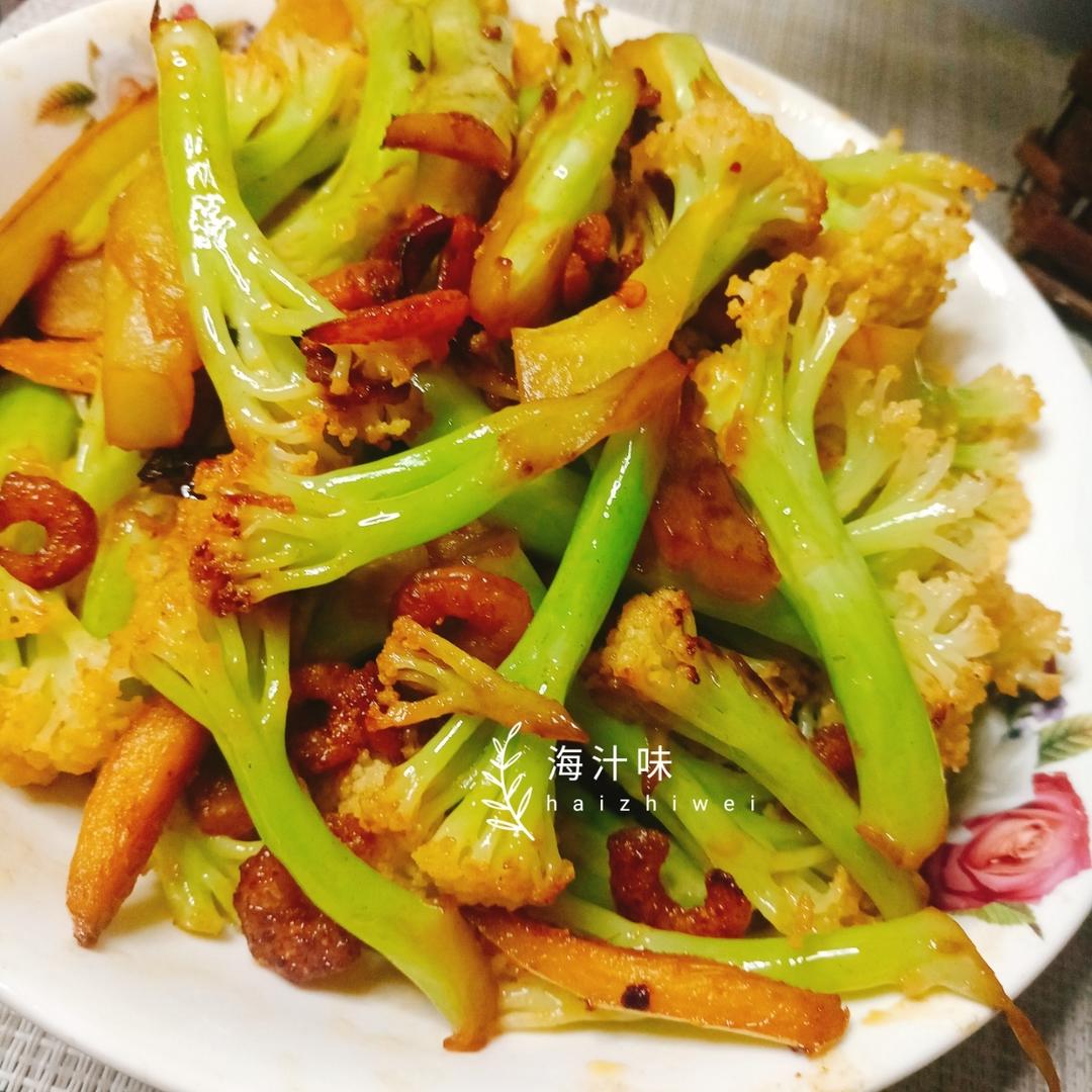 虾米炒花菜的做法 步骤6