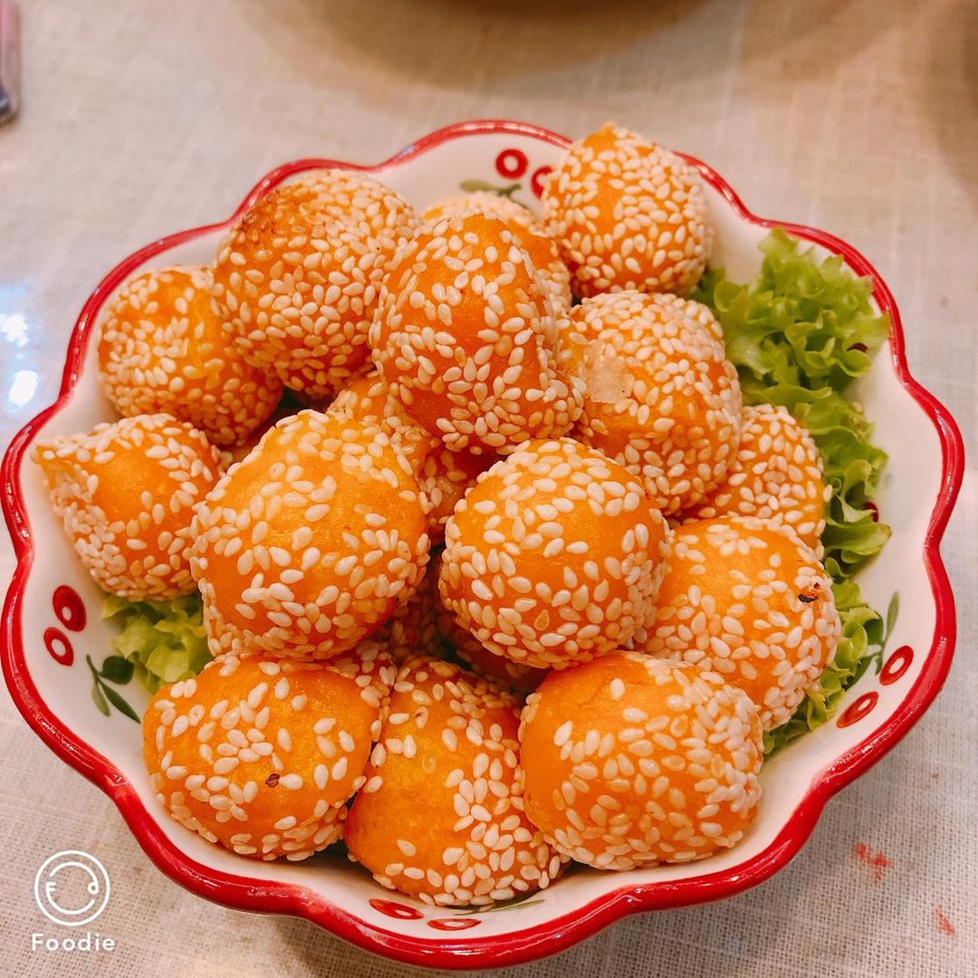 “南瓜芝麻球”聚餐必做小点心
