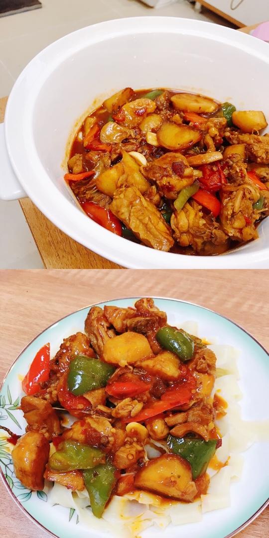 家常大盘鸡加手擀宽面