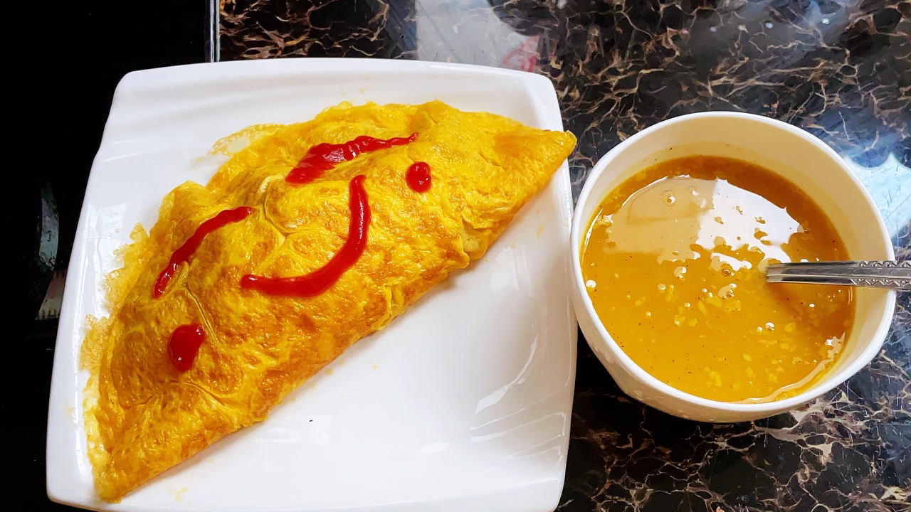 蛋包饭➕南瓜红枣百合汁 小学生早餐