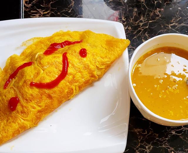 蛋包饭➕南瓜红枣百合汁 小学生早餐