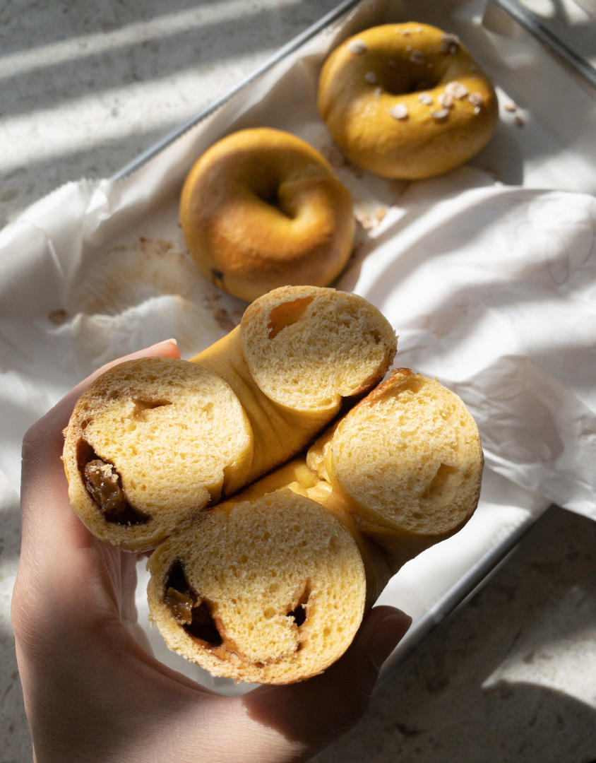 南瓜肉桂葡萄干贝果【北鼎烤箱】